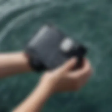 Waterproof wrist wallet in an aquatic environment