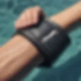 Close-up of a waterproof wrist wallet showcasing its features