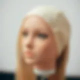 Detailed view of a high-quality wig canvas head showcasing its texture and features.