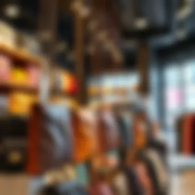 Trendy Wrist Pouch Bags in Retail An array of wrist pouch bags displayed in a boutique